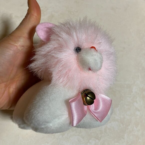 2/$20, Vintage Plush Toy – Adorable White Furry Animal with Pink Face - Picture 6 of 7
